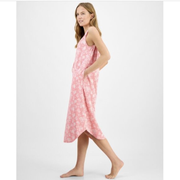 Charter Club Women's Cotton Sleeveless Tie-Neck Nightgown, Beach Floral, NWT - Picture 2 of 3